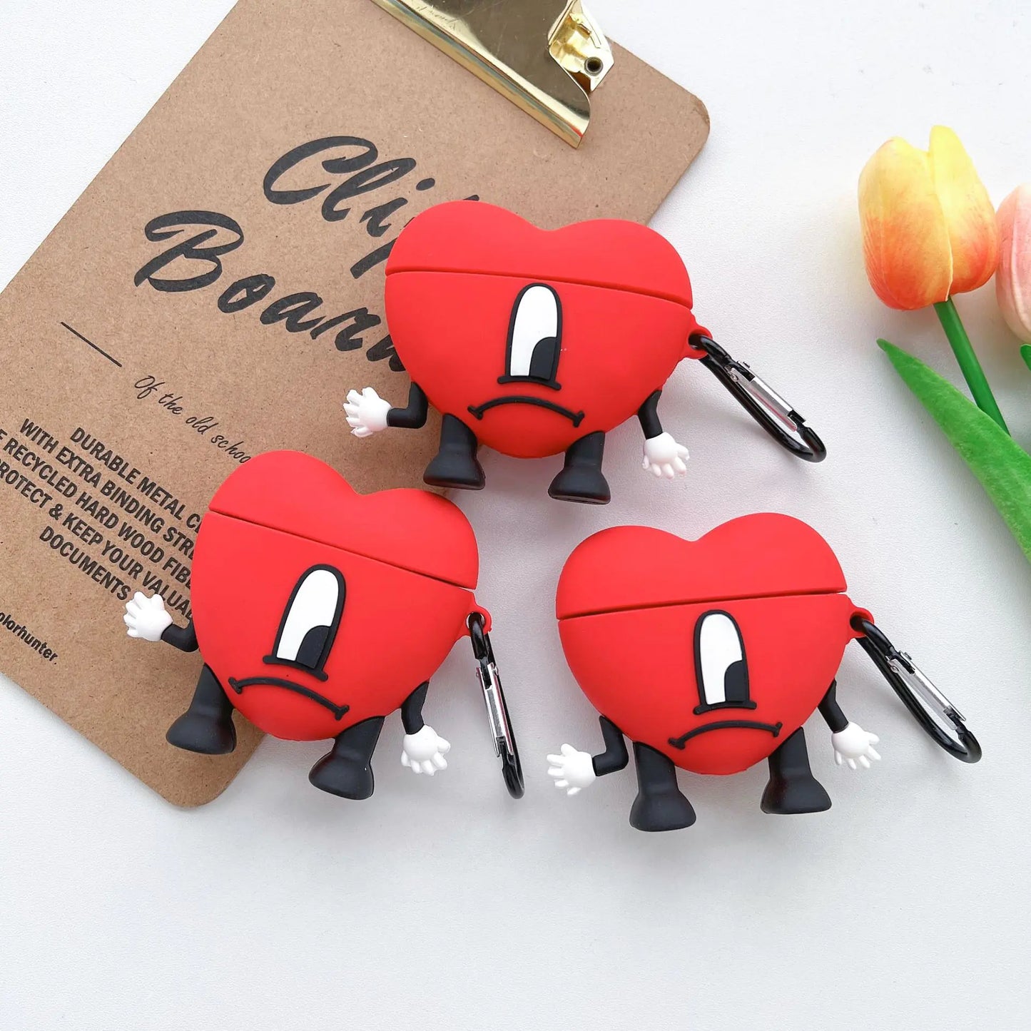 3D Red Bad Bunny Heart Earphone Case