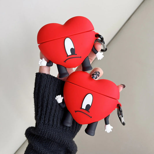 3D Red Bad Bunny Heart Earphone Case